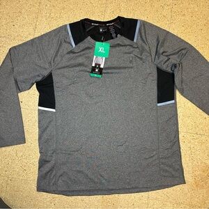 Spyder Active Mens Grey‎ Black Long Sleeve Workout Activewear Pullover Sz XL NWT